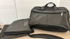 lot 1415 image: Black Leather Briefcase and Garment Bag Lot