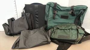 lot 1416 image: Lot of  Bags and Cases, Black and Green with Shoulder Straps
