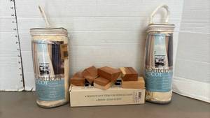 lot 1434 image: Outdoor Decor Curtains 50x84 100% Polyester Fade-Resistant Water-Repellent - and cedar blocks