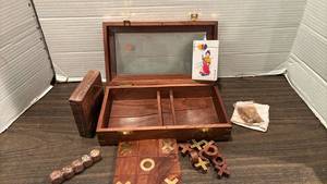 lot 2029 image: Wooden box of games