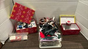 lot 2050 image: Sewing and Craft Supplies Lot with Threads, Ribbons, and Accessories