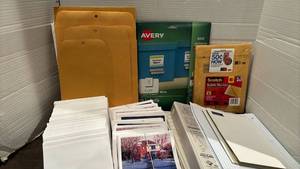 lot 2057 image: Blank note cards and envelopes, Manila envelopes and more