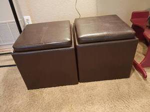 lot 2070 image: 2 Storage Ottomans. 18 x 18 x 18