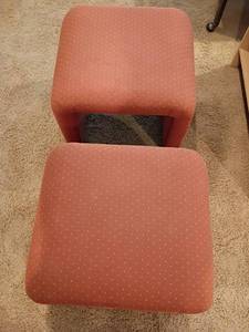 lot 2074 image: Upholstered Ottomans.  Located in basement.  16 x 22 x 20