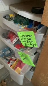 lot 3024 image: Misc contents in bin. Bin not included. Please bring box for contents