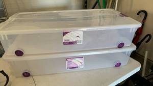 lot 3036 image: Sterilite ClearView Latch Wheeled Underbed Storage bins of 2