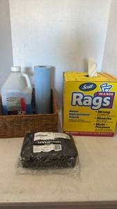lot 3107 image: Scott Rags In A Box, windshield washer fluid, first aid kit and more