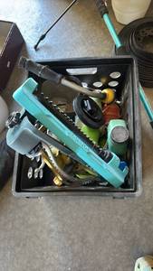 lot 3143 image: Assorted Hand Tools and Garden Tools Lot in Storage Box