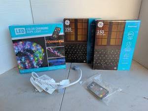 lot 3203 image: LED Color Changing Rope Light and net style lights