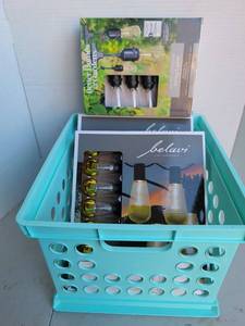 lot 3233 image: 3 boxes of string lights in plastic crate