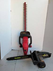 lot 3236 image: Craftsman Hedge Trimmer and Poulian 14 in. Electric Chain Saw Lot