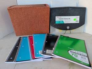 lot 3334 image: Lot of Spiral Notebooks, Desk Organizer and more