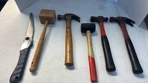 lot 3411 image: Hand Tools, Hammers, Mallet and Saw