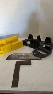 lot 3425 image: miter boxes, saw and try square