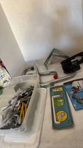 lot 3433 image: Lot of Hardware Brackets Hooks Cables Shelf Supports and Accessories