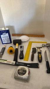lot 3435 image: Hand tools, paint thinner, and more