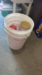 lot 3458 image: (2)5 gallon buckets with containers to put screws or other in
