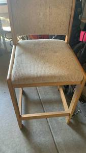 lot 3574 image: Wood Counter Height Chair with Upholstered Seat and Back
