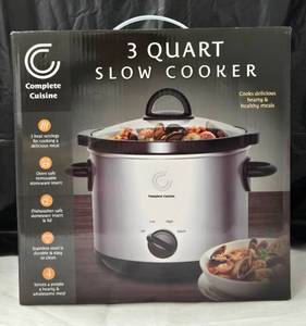 lot 1035 image: Complete Cuisine 3 Quart Slow Cooker-New sealed box - Retail $0