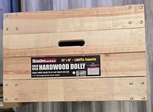 lot 1064 image: HaulMaster Solid Deck Hardwood Dolly 24 x 16 1,000 lb Capacity.  Pre-owned like new - Retail $0