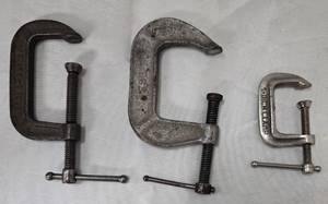 lot 1091 image: 2-2in, 1-1in. C-Clamps - Retail $0