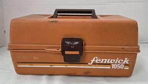 lot 1096 image: Fenwick 1050 Fishing Tackle Box with Lures Reels and Line - Retail $0
