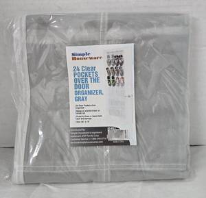 lot 1106 image: Simple Houseware 24 Clear Pockets Over The Door Organizer Gray 64 x 19 New - Retail $0