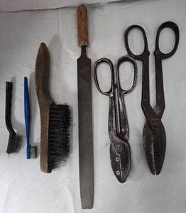 lot 1109 image: Lot of 6 Hand Tools. Brushes, Shears and File - Retail $0