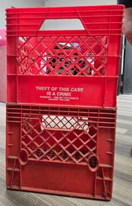 lot 1123 image: Red Plastic Milk Crate with Handle and Diamond Mesh Pattern - Retail $0