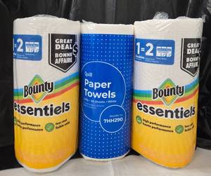 lot 1150 image: (2) Bounty Essentials 2-Ply Paper Towels 85 Sheets White & Quill Paper Towels 85 Sheets Lot - Retail $0