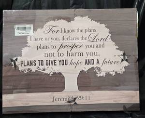lot 1160 image: (2) Wall Art with Jeremiah 2911 Scripture Quote - Retail $0