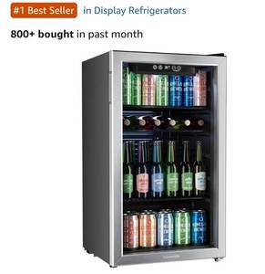 lot 18795 image: hOmeLabs Beverage Refrigerator and Cooler, 120 Cans Capacity, 3.2 Cu Ft, Scratched and Dented but Works as Expected. - Retail $300
