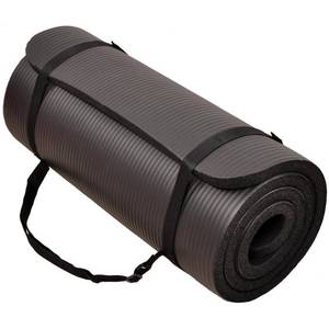 lot 18807 image: BalanceFrom All-Purpose 1-Inch Extra Thick High Density Anti-Tear Exercise Yoga Mat with Carrying Strap  Black - Retail $36