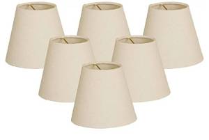 lot 18809 image: HD supply Round hardback Linen lamp shade 6 pack, 6x11x9 - Retail $70