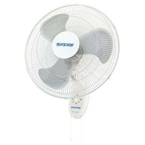 lot 18812 image: Hurricane 18  Supreme 90-Degree Oscillating Wall Mounted Fan with 3 Quiet Speeds  Indoor Air Cooling for Bedroom  Garage  Office  and Home  White. - Retail $50