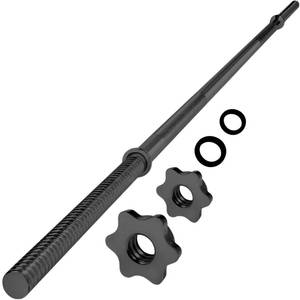 lot 18819 image: Yes4All Standard Straight Barbell, 480LB Weight Bar with 60 Length & 1 Diameter - Star Lock Collars & Rubber Ring for Deadlifts, Squats - Black - Retail $46