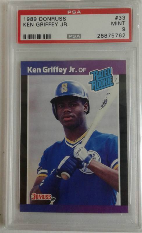 lot 1023 image: Mint PSA 9 Professionally Graded 1989 Donruss Ken Griffey Jr Rated Rookie Card Seattle Mariners