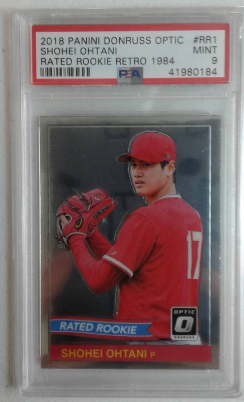 lot 1024 image: Mint PSA 9 Professionally Graded 2018 Donruss Optic Shohei Ohtani Rated Rookie 84 Donruss Version 2018 Rookie of the Year