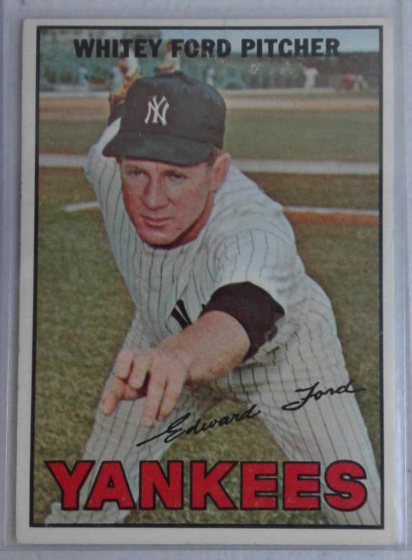 lot 1037 image: 1967 Topps Whitey Ford #5 Uncorrected Error Card New York Yankees Baseball Card