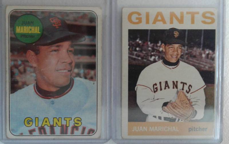 lot 1039 image: Two Vintage Topps Juan Marichal Baseball Cards 1964 Topps & 1969 Topps San Francisco Giants