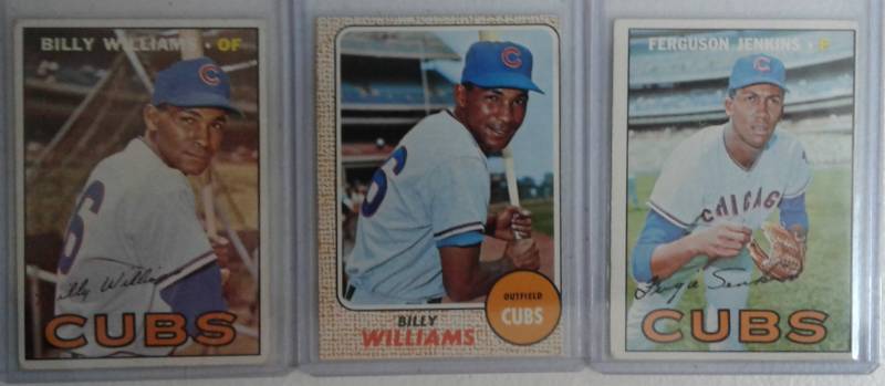 lot 1040 image: Three Vintage 1967 & 1968 Topps Chicago Cubs Baseball Cards - 1967 Ferguson Jenkins - 1967 & 1968 Billy Williams - Total Book Value $43.00