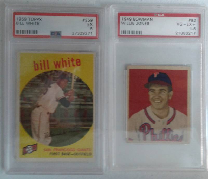lot 1042 image: Two Vintage Baseball Cards Professionally Graded 1949 Bowman PSA 4.5 & 1959 Topps PSA 5