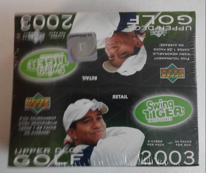 lot 1062 image: Sealed 2003 Upper Deck Golf Retail Box with 24 Packs and 120 Golf Cards