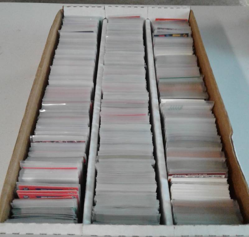 lot 1078 image: Three Row Box of 1980s and 1990s Football Rookie Cards - Every Card is a Rookie Card - Most in Penny Sleeves
