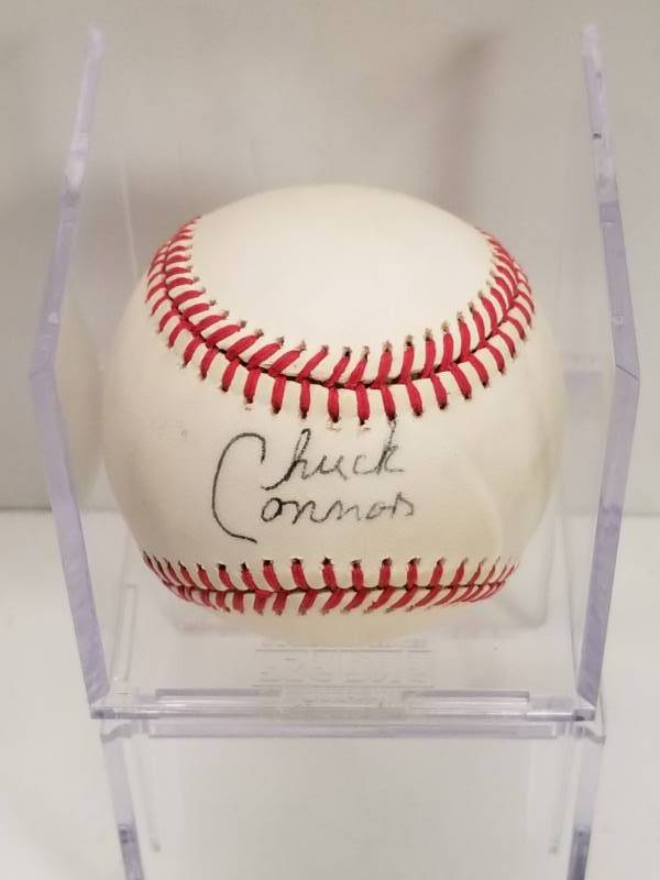 lot 1218 image: Chuck Conners Autographed Rawlings Official National League Baseball The Rifleman TV Star w COA