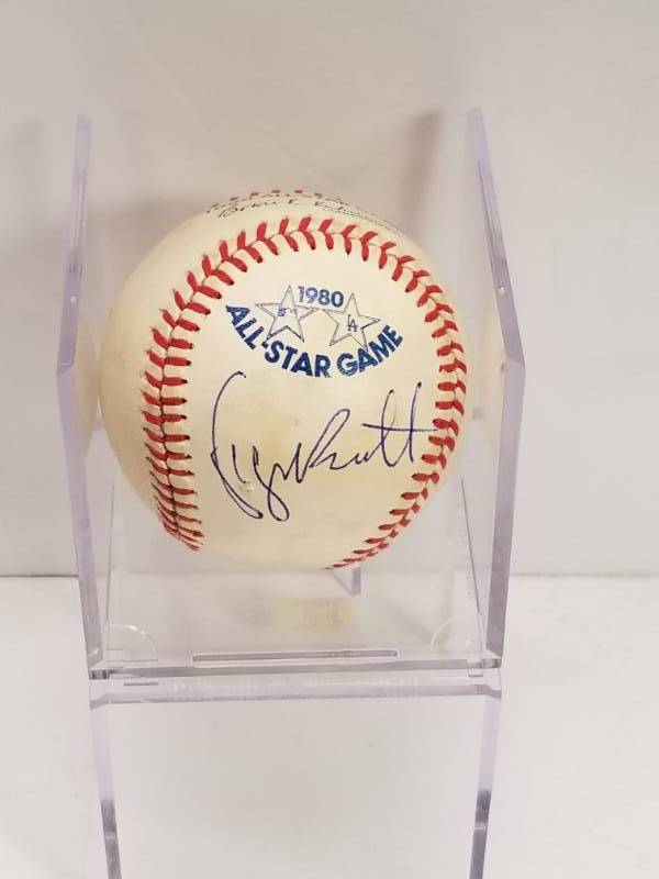 lot 1220 image: George Brett Autographed Rawlings Official 1980 All-Star Game Baseball Kansas City Royals w COA