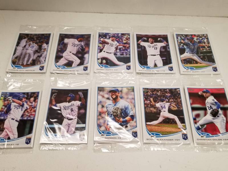 lot 1246 image: 2017 Kansas City Royals Baseball Cards 10 Total 4-Card Packs w Salvy & Gordon