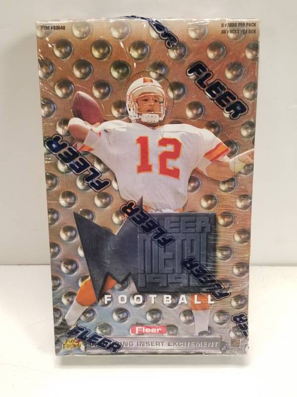 lot 1268 image: 1996 Fleer Metal Football Hobby Box w 36 Packs Sealed Unopened