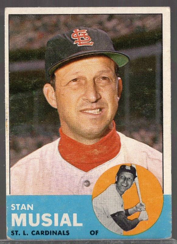 lot 1202 image: 1963 Topps Stan Musial #250 St. Louis Cardinals HOFer