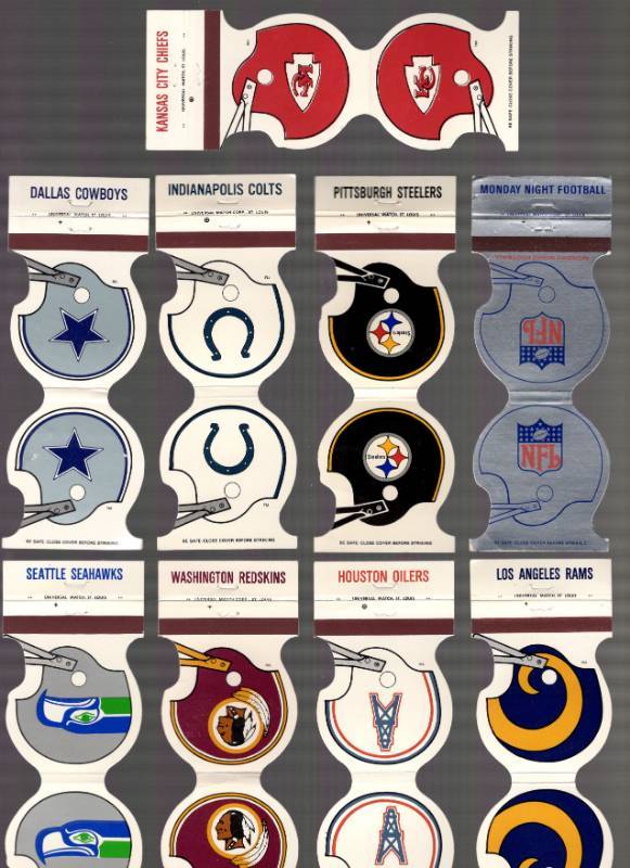 lot 1251 image: 1985 NFL Football Helmet Matchbook Covers Lot of 25 Different w KC Chiefs